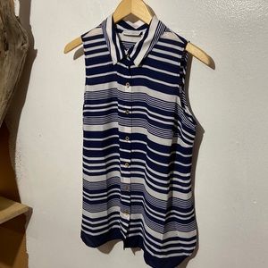 Susan Graver Striped Sleeveless Blouse NWOT